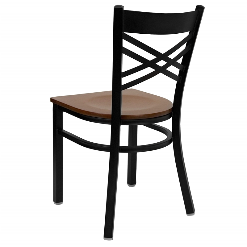 Bowery Hill Black Back Metal Dining Chair in Cherry