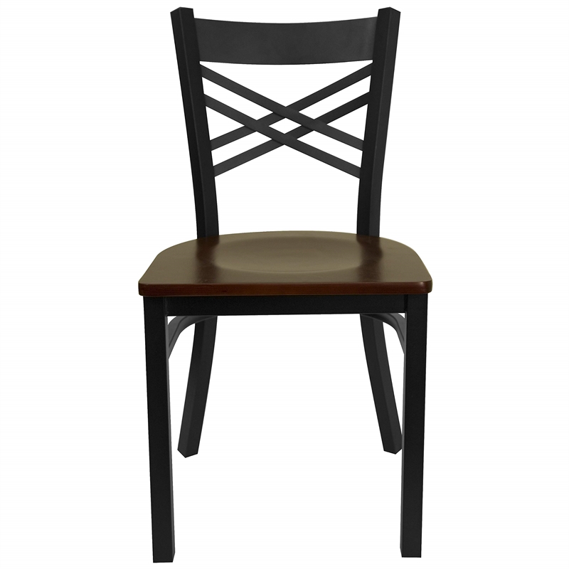 Bowery Hill Black Back Metal Dining Chair in Mahogany