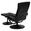 Bowery Hill Contemporary Leather Recliner and Ottoman with Wrapped Base in Black