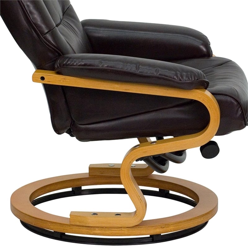 Bowery Hill LeatherSoft Brown Recliner and Ottoman Contemporary 41