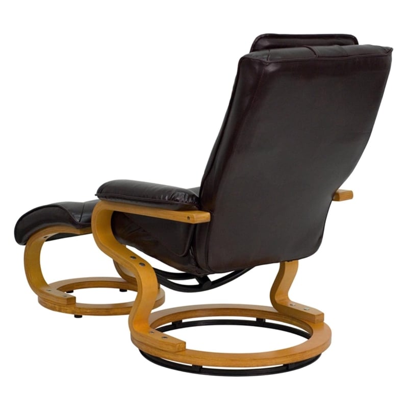 Bowery Hill LeatherSoft Brown Recliner and Ottoman Contemporary 41