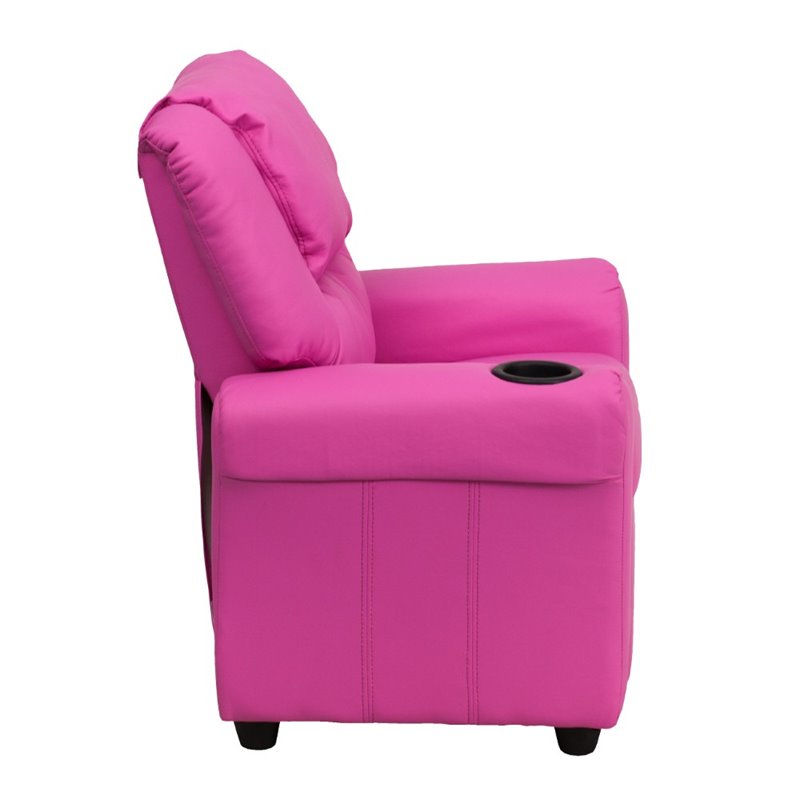 Bowery Hill Faux Leather Recliner in Hot Pink