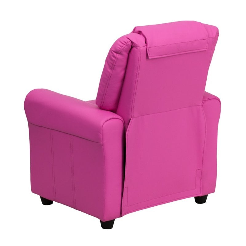 Bowery Hill Faux Leather Recliner in Hot Pink