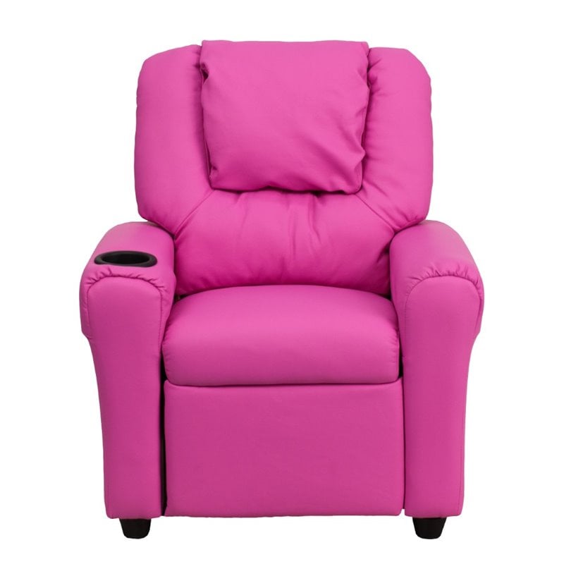 Bowery Hill Faux Leather Recliner in Hot Pink