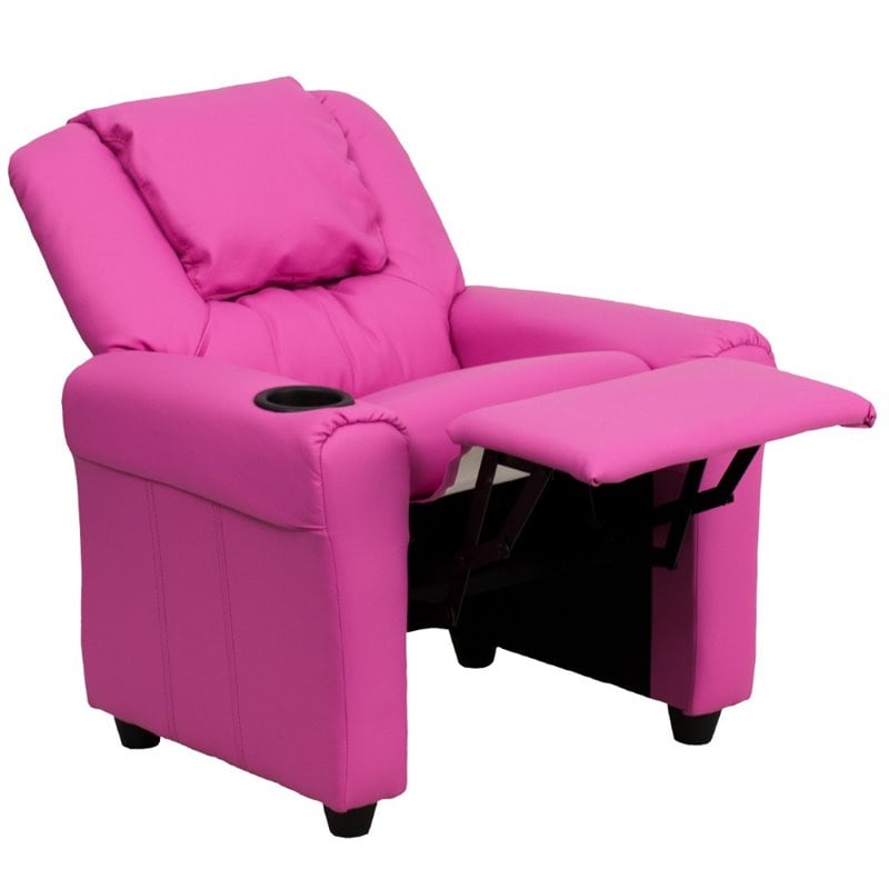 Bowery Hill Faux Leather Recliner in Hot Pink