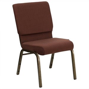 bowery hill church stacking guest chair in brown and gold