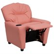 Bowery Hill Kids Recliner in Pink with Cup Holder