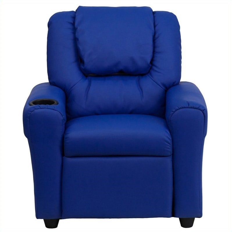 Bowery Hill Faux Leather Recliner in Blue