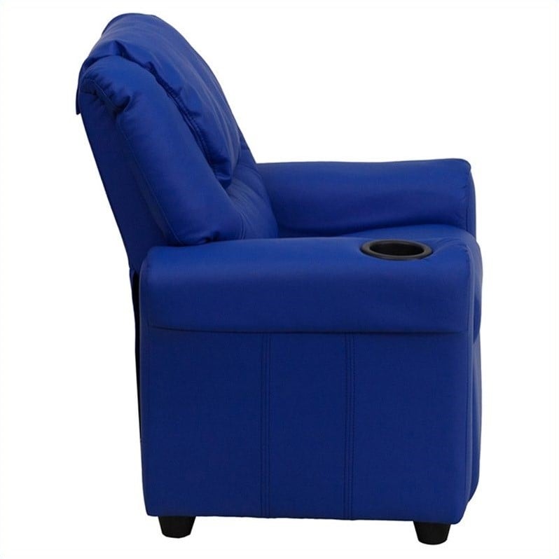 Bowery Hill Faux Leather Recliner in Blue