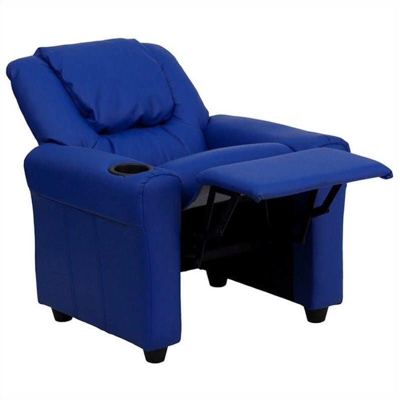 Bowery Hill Faux Leather Recliner in Blue