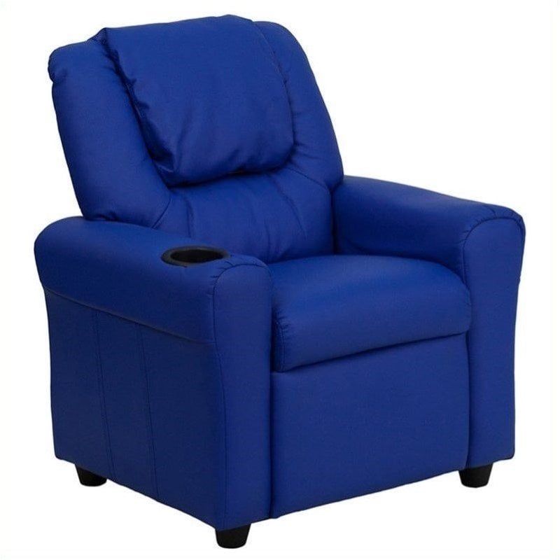 Bowery Hill Faux Leather Recliner in Blue