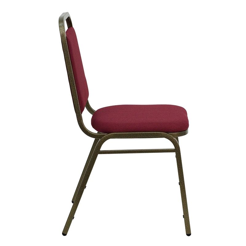 Bowery Hill Fabric/Metal Trapezoid Back Banquet Stacking Chair in Red/Gold