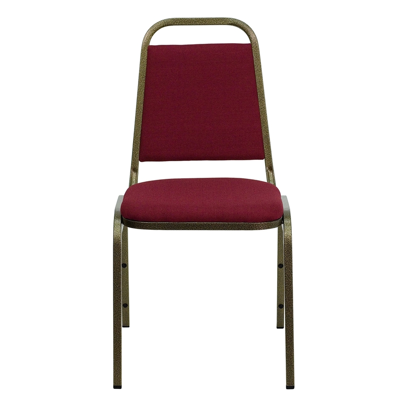 Bowery Hill Fabric/Metal Trapezoid Back Banquet Stacking Chair in Red/Gold