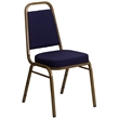 Bowery Hill Fabric/Metal Trapezoid Back Banquet Stacking Chair in Navy