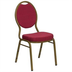 bowery hill teardrop back stacking chair with in burgundy