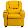 Bowery Hill Contemporary Vinyl Recliner with Cup Holder in Yellow