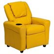 Bowery Hill Contemporary Vinyl Recliner with Cup Holder in Yellow