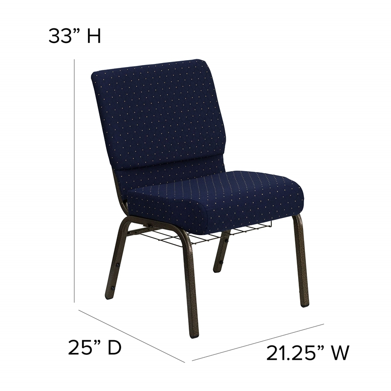 Bowery Hill Patterned Church Stacking Chair in Navy Blue