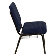 Bowery Hill Patterned Church Stacking Chair in Navy Blue