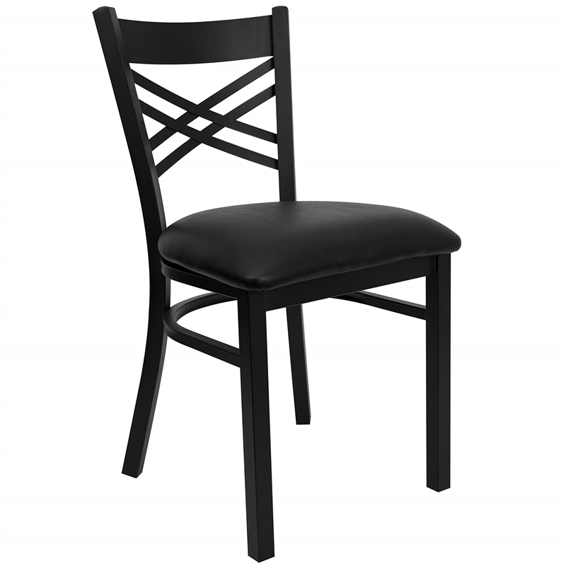 Bowery Hill Back Metal Dining Chair in Black
