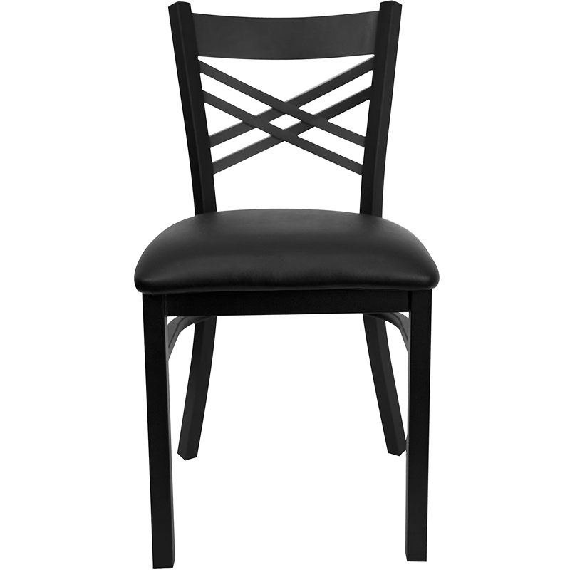 Bowery Hill Back Metal Dining Chair in Black