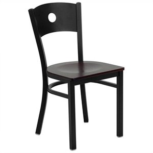 bowery hill circle back metal dining chair in mahogany