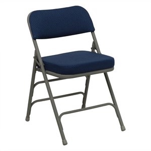 bowery hill metal folding chair in navy