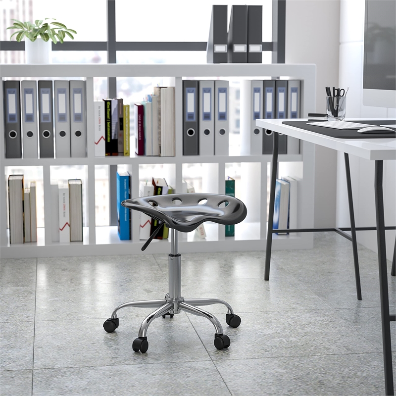 Bowery Hill 25.75'' Metal Vibrant Adjustable Bar Stool in Black