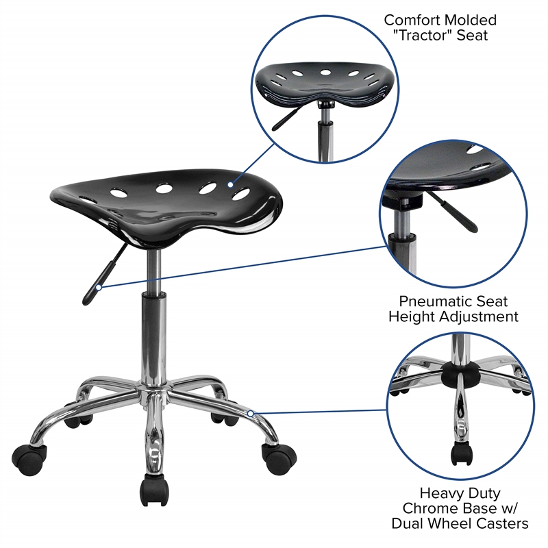 Bowery Hill 25.75'' Metal Vibrant Adjustable Bar Stool in Black