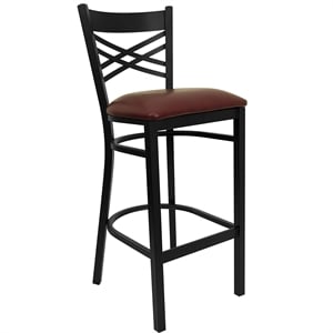 Bowery Hill 31&quot Black Back Metal Bar Stool in Burgundy