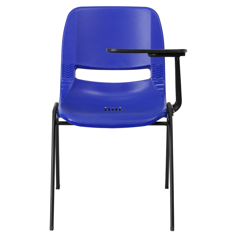 Bowery Hill Contemporary Metal/Plastic Ergonomic Shell Chair in Blue