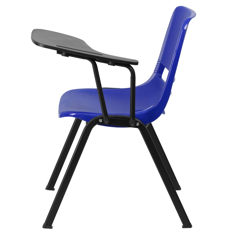 Bowery Hill Contemporary Metal/Plastic Ergonomic Shell Chair in Blue
