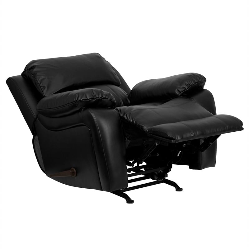 Bowery Hill Modern LeatherSoft Plush Arms Rocker Recliner in Black