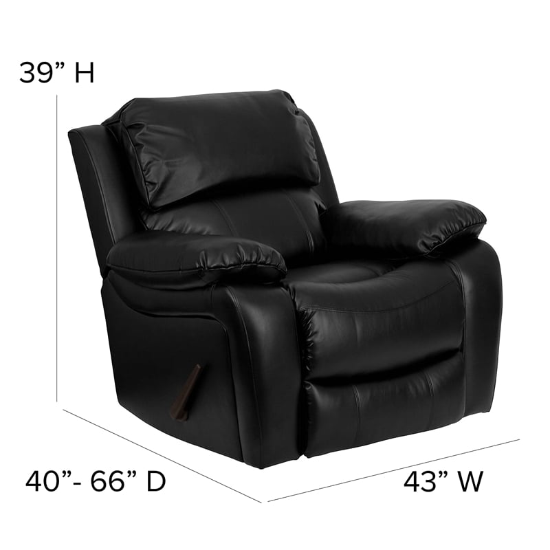 Bowery Hill Modern LeatherSoft Plush Arms Rocker Recliner in Black
