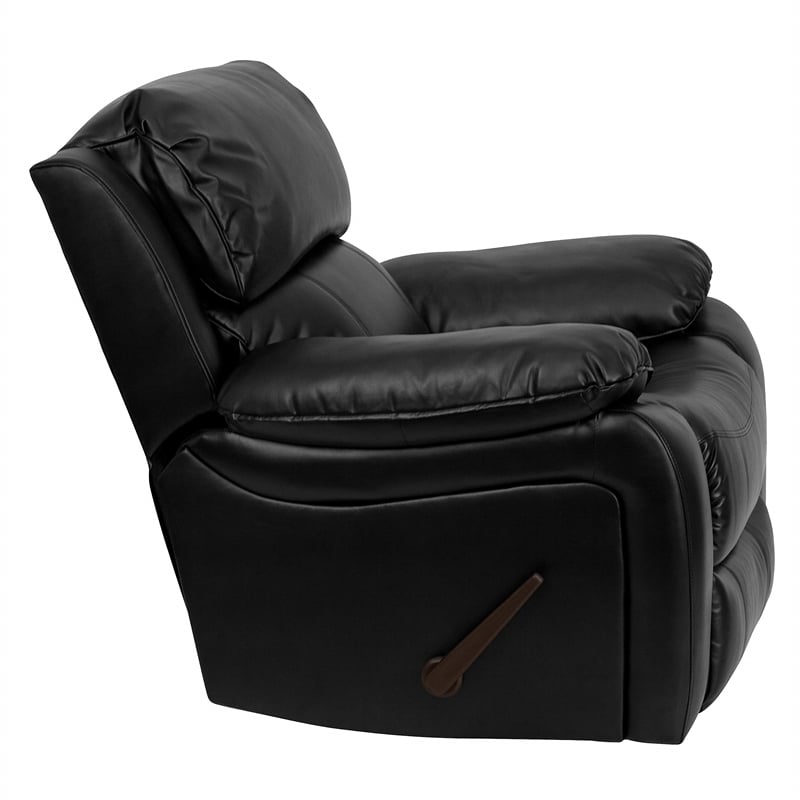 Bowery Hill Modern LeatherSoft Plush Arms Rocker Recliner in Black