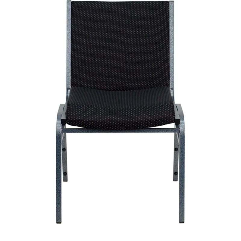 Bowery Hill Fabric/Metal Multipurpose Stacking Guest Chair in Black
