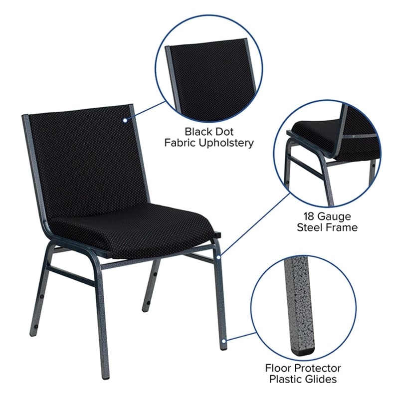 Bowery Hill Fabric/Metal Multipurpose Stacking Guest Chair in Black