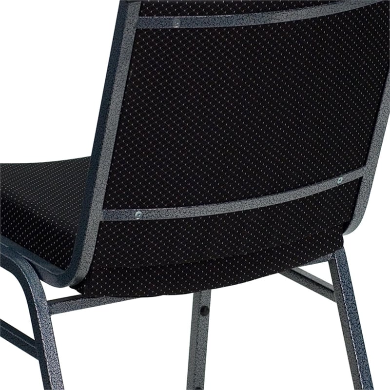Bowery Hill Fabric/Metal Multipurpose Stacking Guest Chair in Black