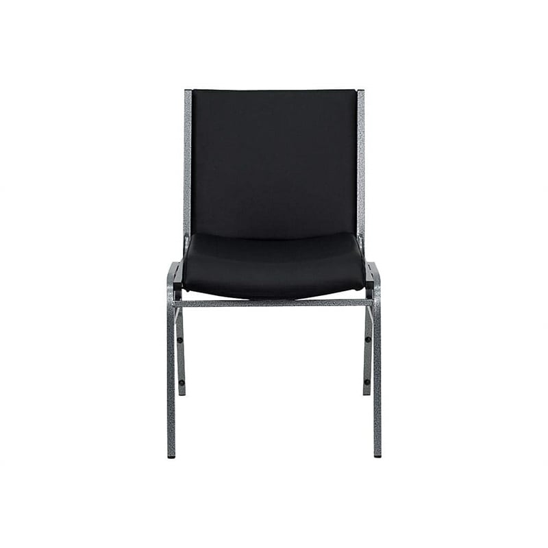 Bowery Hill Upholstered Stacking Chair in Black Vinyl