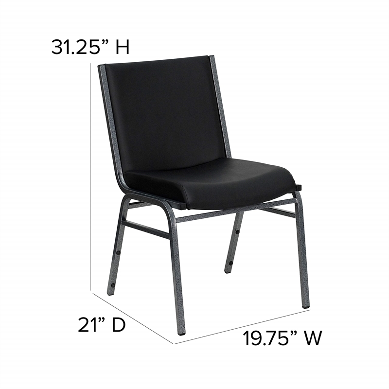 Bowery Hill Upholstered Stacking Chair in Black Vinyl