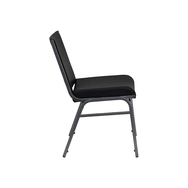 Bowery Hill Upholstered Stacking Chair in Black Vinyl