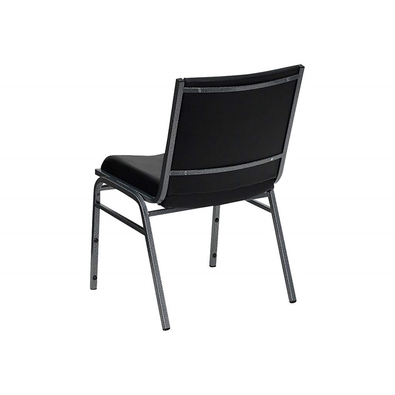 Bowery Hill Upholstered Stacking Chair in Black Vinyl
