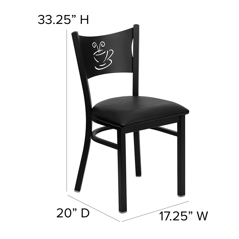 Bowery Hill Coffee Back Metal Dining Chair in Black