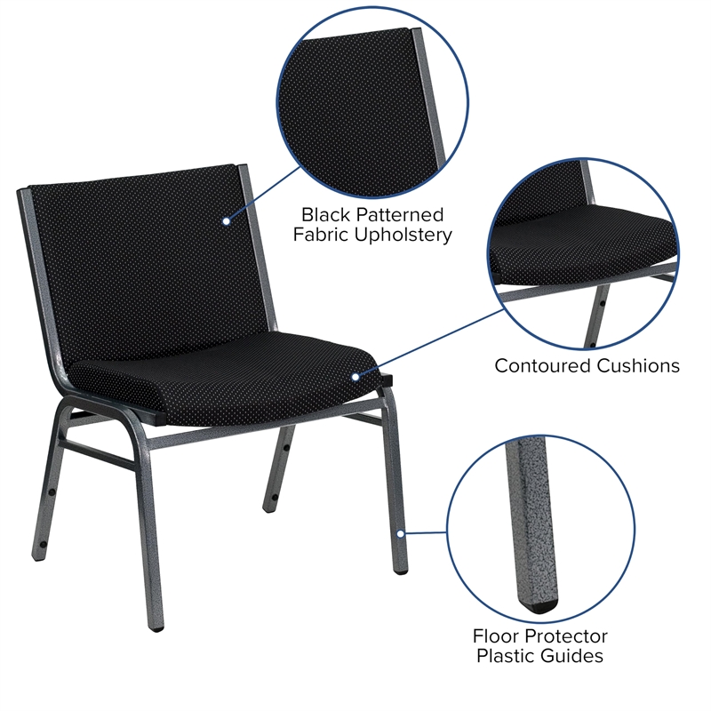 Bowery Hill Extra Wide Stacking Chair in Black