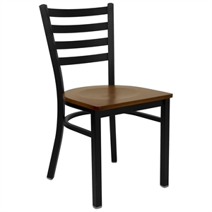 Bowery Hill 17.25&quot Modern Metal Ladder Back Dining Chair in Cherry