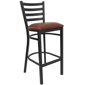 Bowery Hill 31&quot Ladder Back Bar Stool in Burgundy