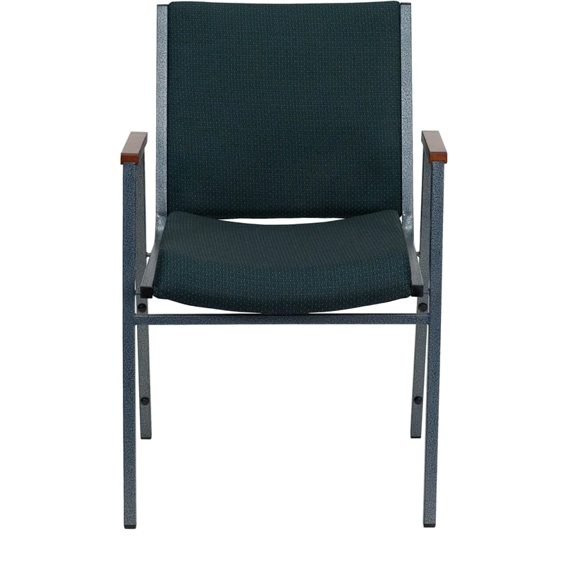 Bowery Hill Fabric/Metal Multipurpose Stacking Arm Guest Chair in Green