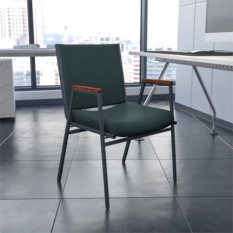 Bowery Hill Fabric/Metal Multipurpose Stacking Arm Guest Chair in Green