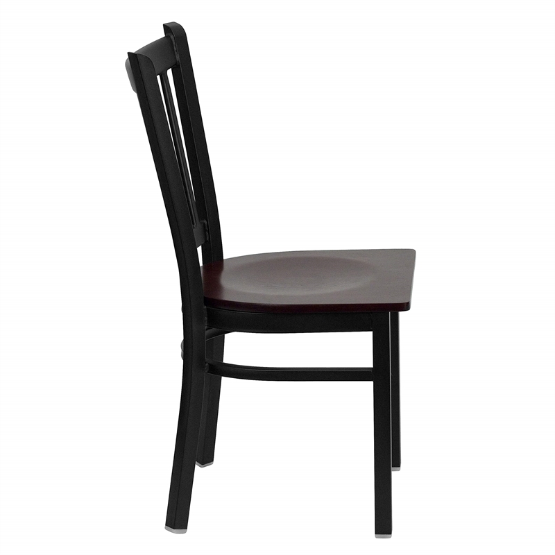 Bowery Hill Black Back Metal Dining Chair in Mahogany