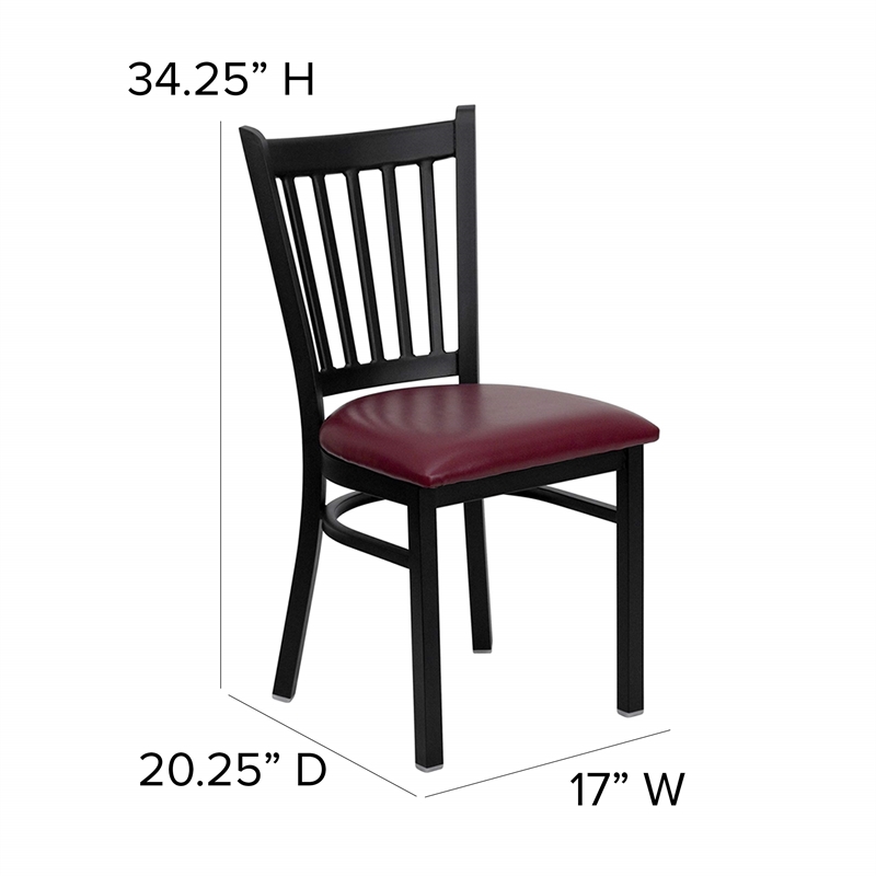 Bowery Hill Black Back Metal Dining Chair in Burgundy